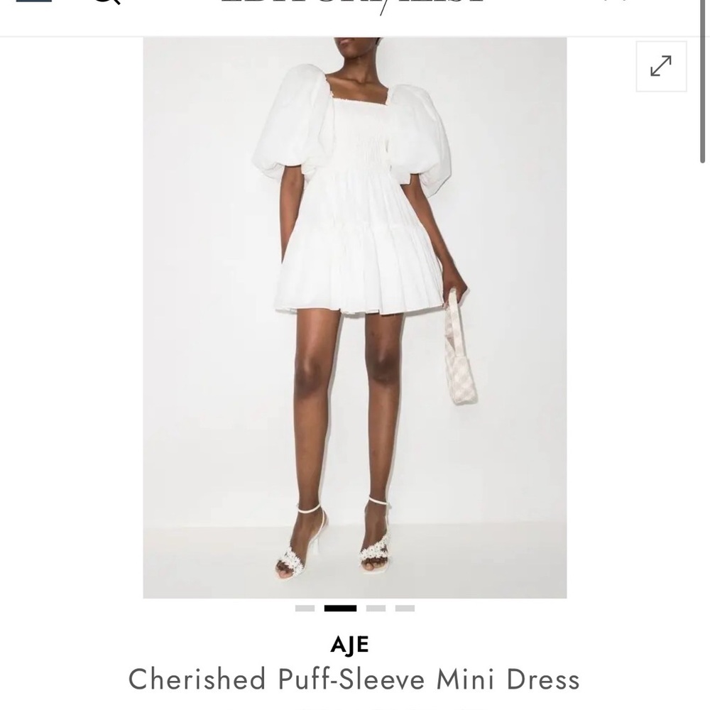 Aje Cherished Puff-Sleeve Mini Dress- Zippered part is very stretchy-US 8,10,12